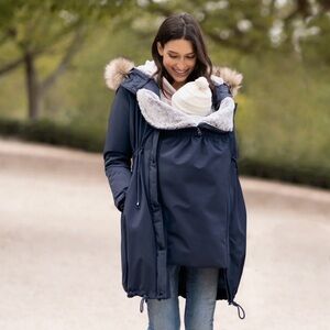 Seraphine Valetta 3-in-1 winter maternity baby wearing parka in navy blue XS 2P